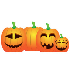 Set of jack-o-lanterns on a white background, Vector illustration
