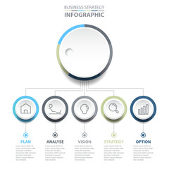 6 steps Business Infographics, strategy, timeline, design template blue grey color tone