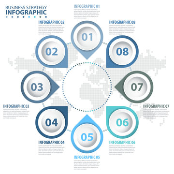 8 steps modern and clean Business Infographics design template