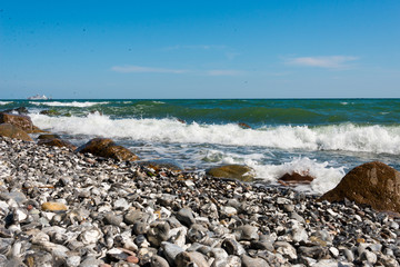 flintstone pebbles at beach