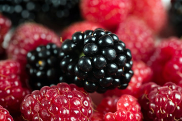  Blackberries and raspberries close up,  fruit background