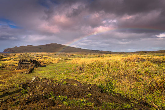 Te Pito Kura, Easter Island - July 10, 2017: Ancient site of Te Pito Kura, Easter Island