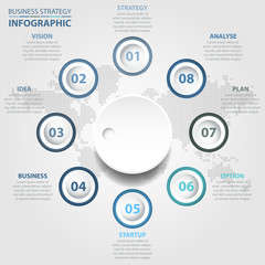 8 steps modern and clean Business Infographics design template