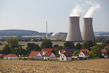 Nuclear Power Station Behind Living Houses - 171487799