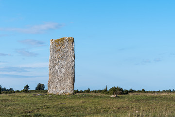 Ancient standing stone in a plain landscape