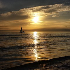 Sunset and sailboats