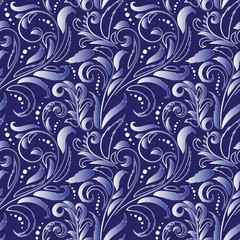 Symmetric seamless pattern. Decorative background in Baroque style. The rich decor of the shapes and lines for design of cloth or paper. Vector illustration.