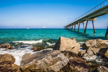 Obraz premium Sea shore in Badalona, Barcelona, Spain