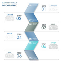 6 steps modern and clean Business Infographics design elements template