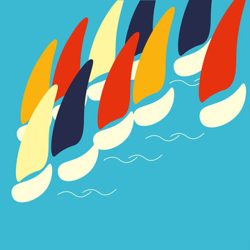 Vector Poster Template or Illustration for Boat Race or Sailing Crew known as Yacht Regatta.