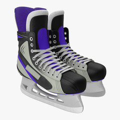 Pair of the Hockey ice skates for girls, isolated on a white. 3D illustration