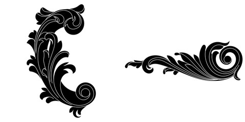 Fototapeta premium Set of vintage baroque ornaments, corners. Retro pattern antique style acanthus. Decorative design element filigree calligraphy vector. - stock vector