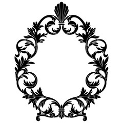 Vintage oval graphical frame in antique style. Vector.