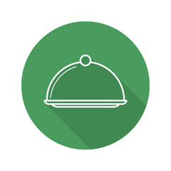 Covered dish flat linear long shadow icon