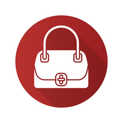 Women's handbag flat design long shadow glyph icon