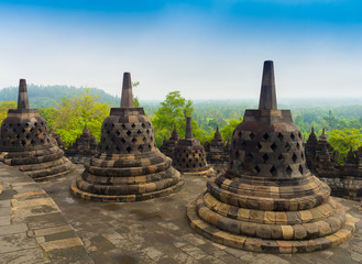 The 9th-century Mahayana Buddhist temple Borobudur, Magelang Regency, near Yogyakarta, Java Island, Indonesia