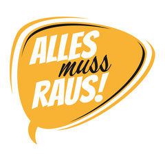 german alles muss raus retro speech bubble