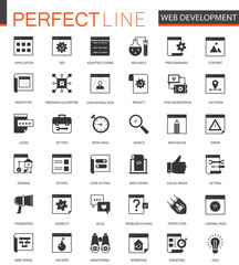 Black classic SEO and development icons set.