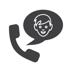 Phone talk with boy glyph icon