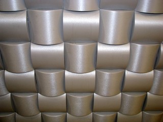 Shiny silver semi-circular background of squares