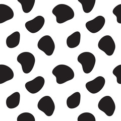 Cow seamless pattern. Black and white cow spots. Vector