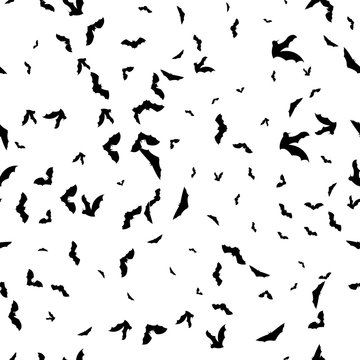 Seammles pattern swarm of bats on the white background.