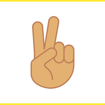 recommend clip art: Peace hand gesture color icon