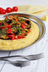 Corn porridge with vegetables