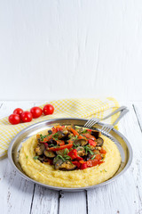 Corn porridge with vegetables