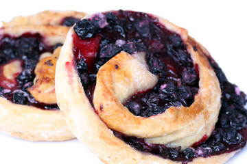 isolated fresh baked served delicious homemade baked cakes with sweet currant stuffing 