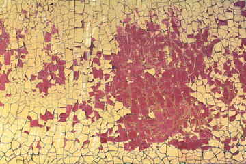 Texture of the walls with peeling old paint.