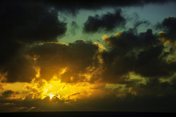 Fototapeta premium Sun rise over the ocean before storm / Lanzarote / Canary Islands 