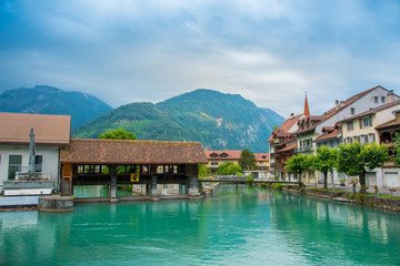 The beautiful Interlaken valley and Thunersee lake