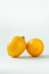Bright yellow lemons. Isolated on white background. Juicy lemons. Fresh lemons.Ripe lemons.