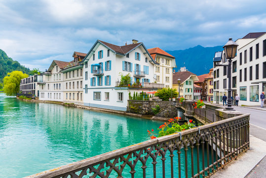 The beautiful Interlaken valley and Thunersee lake