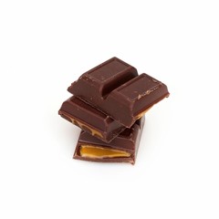 Chocolate bar with filling isolated on white background