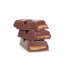 Chocolate bar with filling isolated on white background