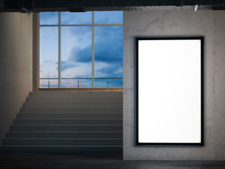 Big vertical banner in subway. 3d rendering