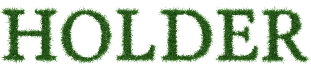 Holder - 3D rendering fresh Grass letters isolated on whhite background.
