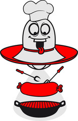 kochen grillen bbq wurst würstchen fleisch lecker hunger feiern essen braten grill küche schürze klein süß neidlich aliens Ufo fliegen untertasse