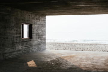 The exterior of a building along the seaside