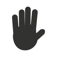 flat line monocromatic   hand  signal  warning   over  white  background  vector illustration 