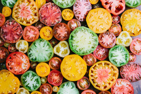 Multi colored heirloom tomatoes