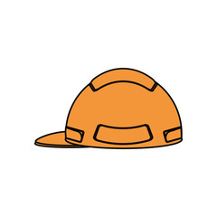 flat line  colored helmet  over white  background  vector illustration