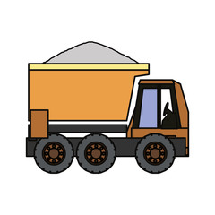 flat line colored truck rocker over white  background  vector illustration