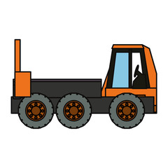 flat line colored truck rocker over white  background  vector illustration