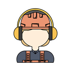 flat line colored earmuffs  over white background vector illustration