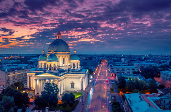 Panorama of Petersburg. Trinity Cathedral in St. Petersburg.