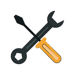 wrench spanner and screwdriver tool icon image vector illustration design 