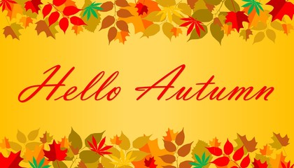 Illustration of Autumn leaves frame background.